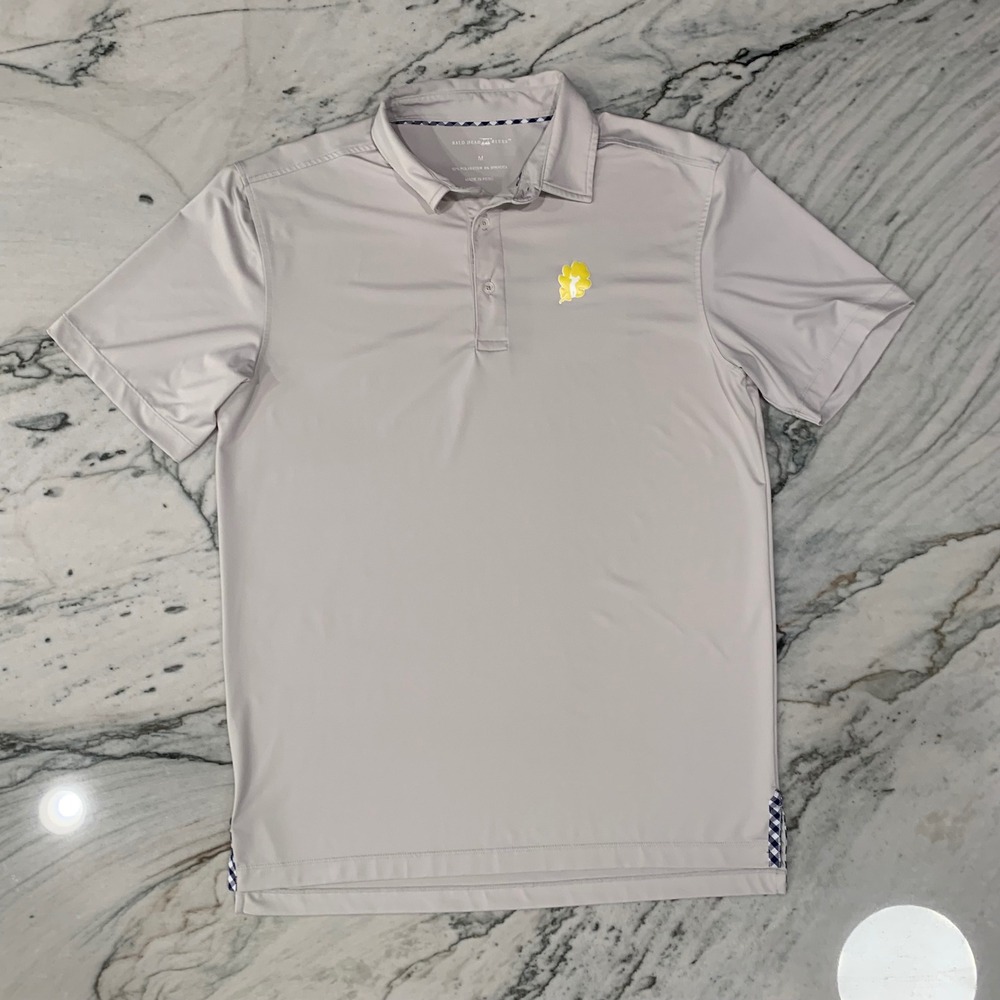 Bald Head Blues Golf Polo Shirt‎ Mens Medium Performance Stretch Gingham Trim